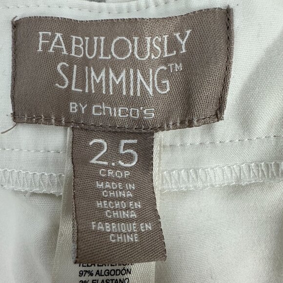 Fabulously Slimming Chicos Womens White Cotton Blend Crop Pants Size 25 Regular - Picture 3 of 5